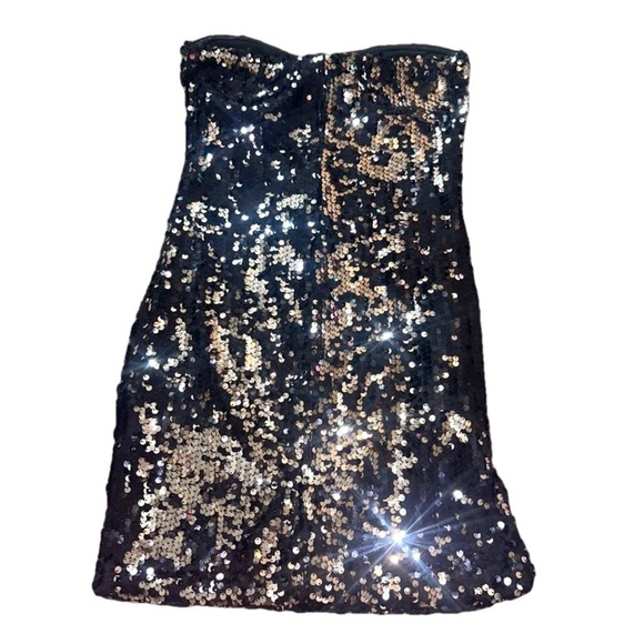 Arden B Black and Silver Sequin Strapless Mini Dress Small - Picture 1 of 7